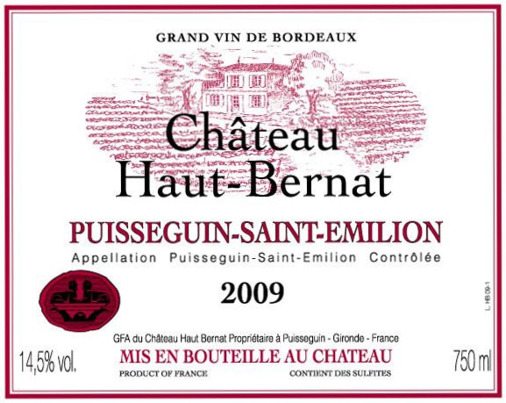 Chateau Haut-Bernat Puisseguin-Saint-Emilion 2009 Front Label