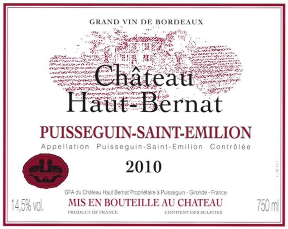 Chateau Haut-Bernat Puisseguin-Saint-Emilion 2010 Front Label