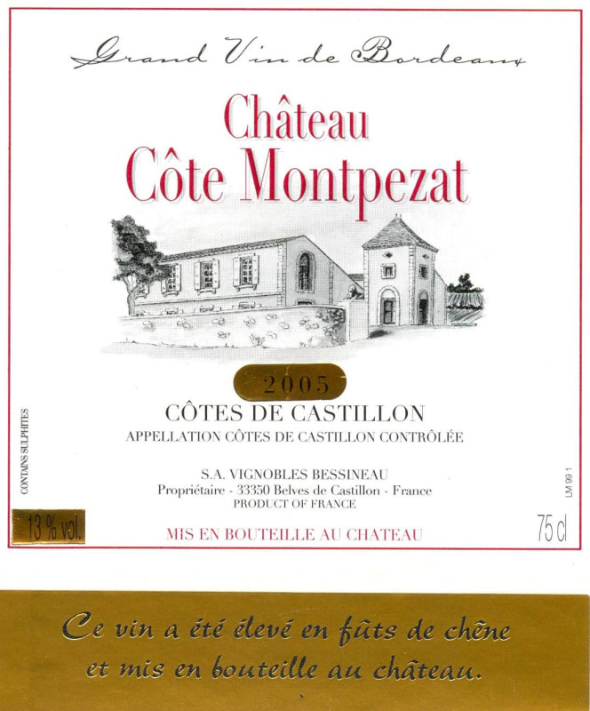Chateau Cote Montpezat Rouge 2005 Front Label