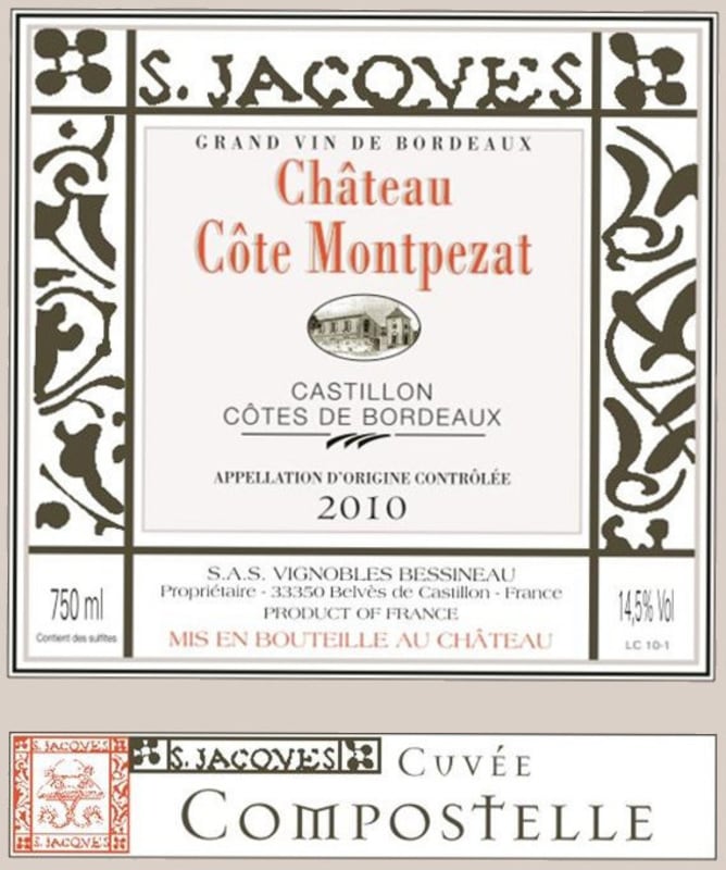 Chateau Cote Montpezat Cuvee Compostelle 2010 Front Label