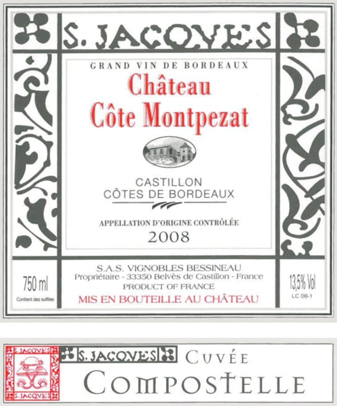 Chateau Cote Montpezat Cuvee Compostelle 2008 Front Label