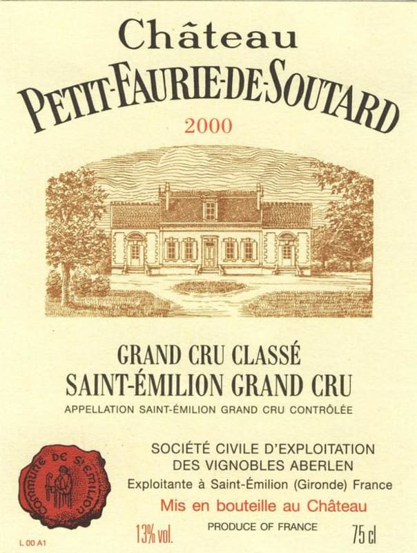 Vignobles Capdemourlin Saint-Emilion Petit Faurie de Soutard Grand Cru 2000 Front Label