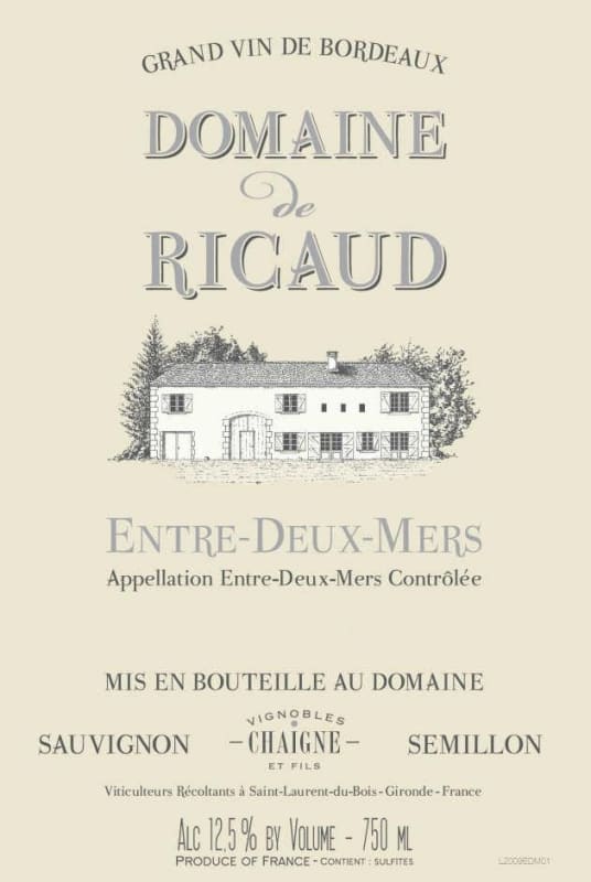 Vignobles Chaigne et Fils Entre-deux-Mers Domaine de Ricaud 2013 Front Label