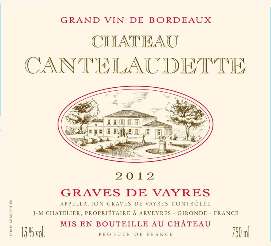 Vignobles Chatelier - Cantelaudette Graves de Vayres Rouge 2012 Front Label