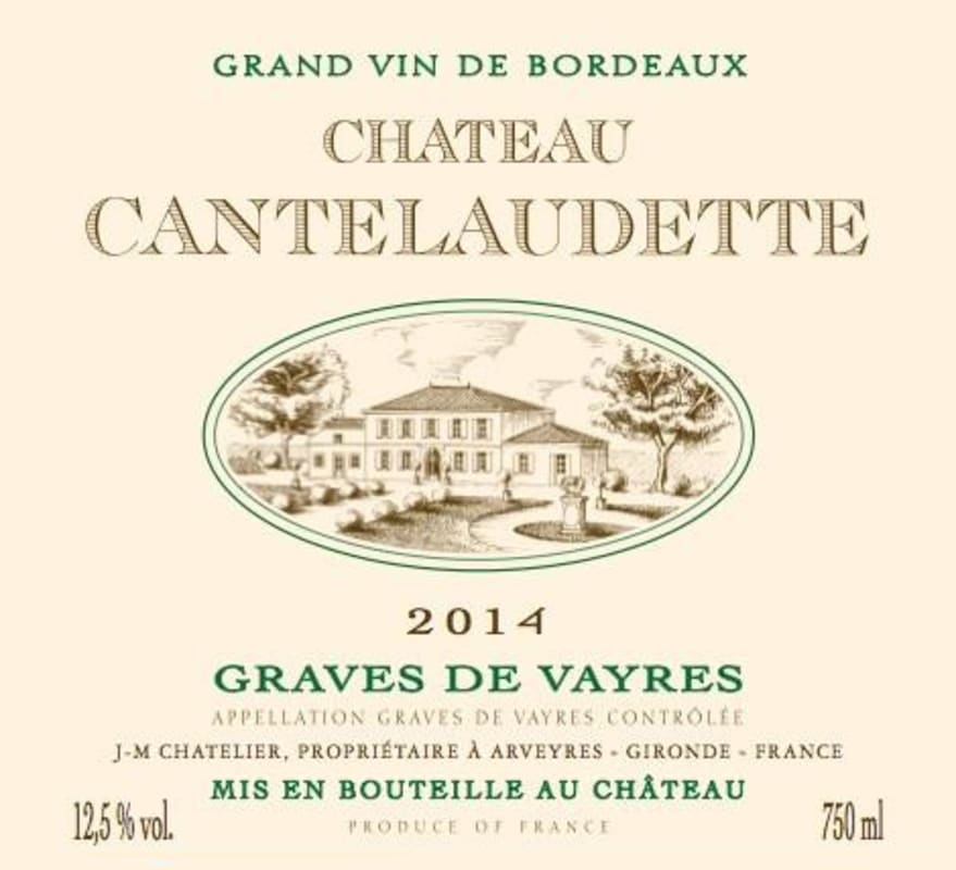 Vignobles Chatelier - Cantelaudette Graves de Vayres Blanc 2014 Front Label