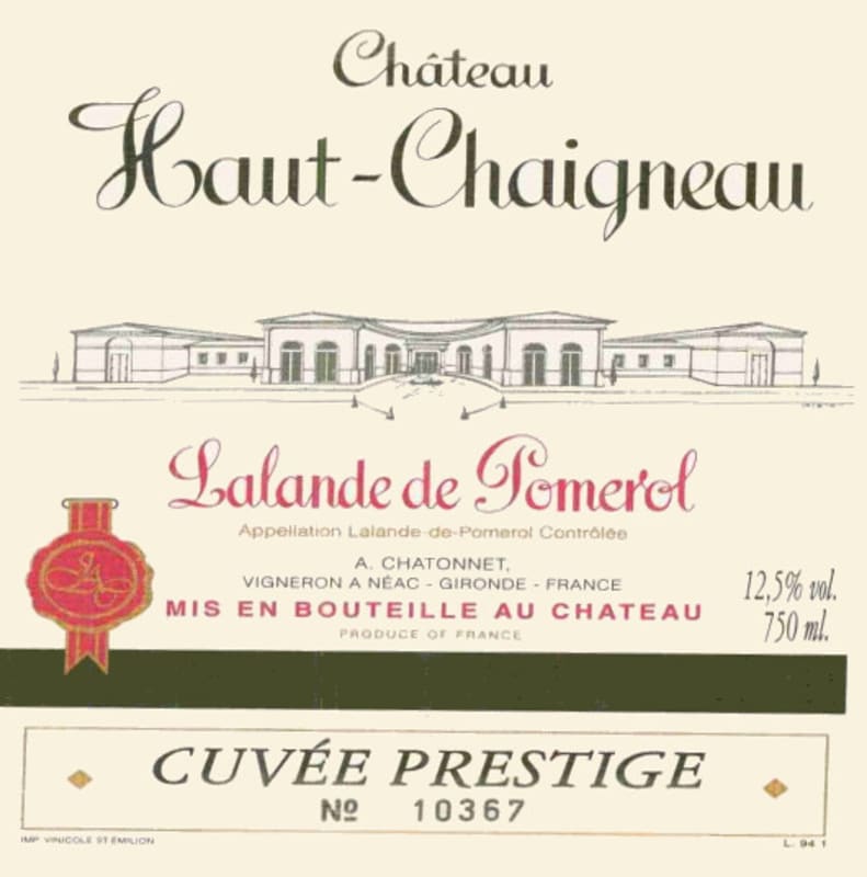 Vignobles Chatonnet Chateau Haut-Chaigneau Cuvee Prestige 2006 Front Label