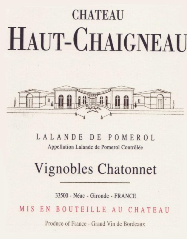 Vignobles Chatonnet Chateau Haut-Chaigneau Cuvee Prestige 2012 Front Label
