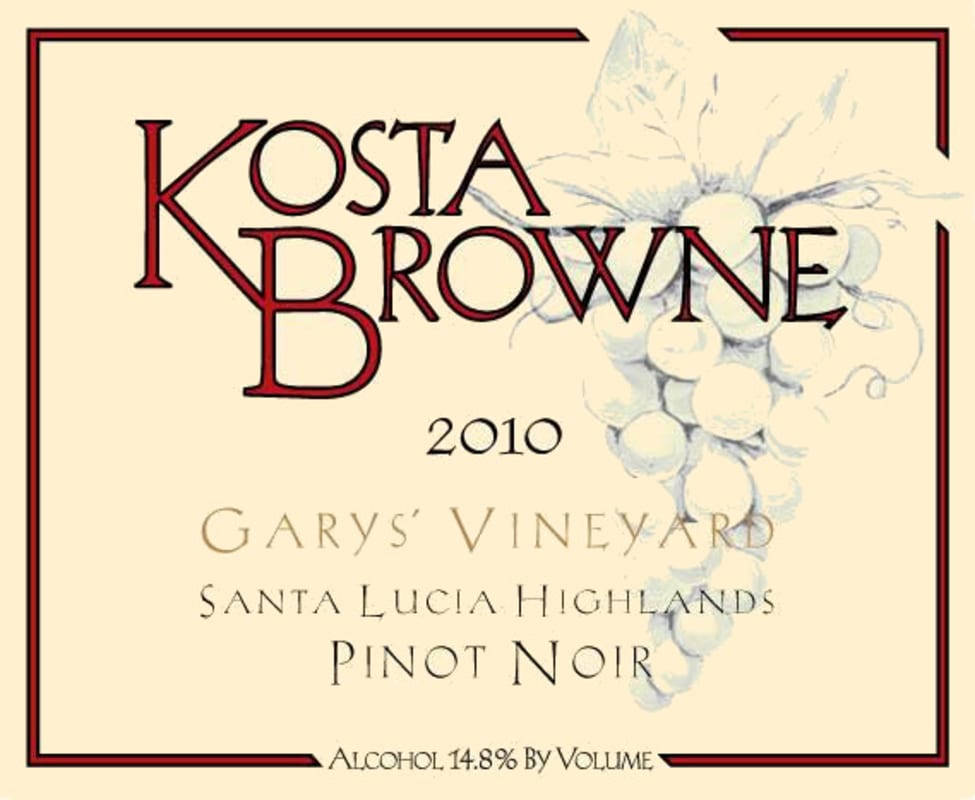Kosta Browne Gary's Vineyard Pinot Noir 2010 Front Label