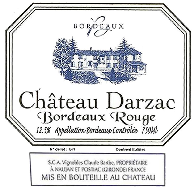 Vignobles Claude Barthe Chateau Darzac 2007 Front Label