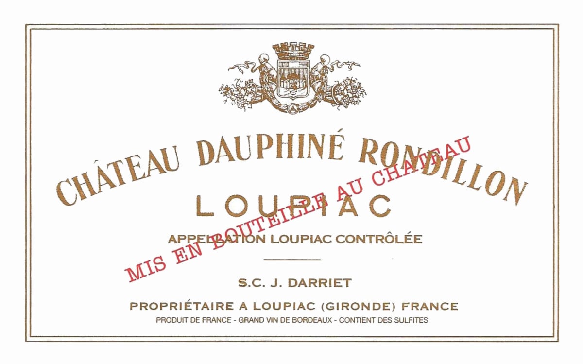 Vignobles Darriet Loupiac Chateau Dauphine Rondillon 2009 Front Label