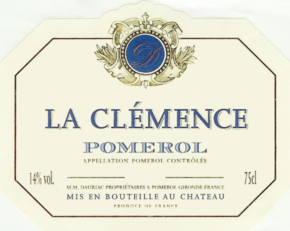 Vignobles Dauriac Pomerol La Clemence 2015 Front Label