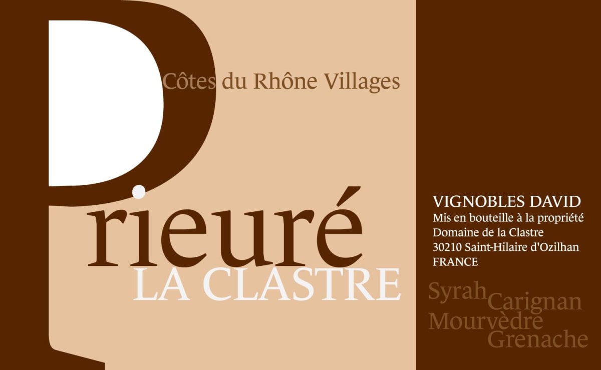 Vignobles David Cotes du Rhone Villages Prieure la Clastre 2012 Front Label