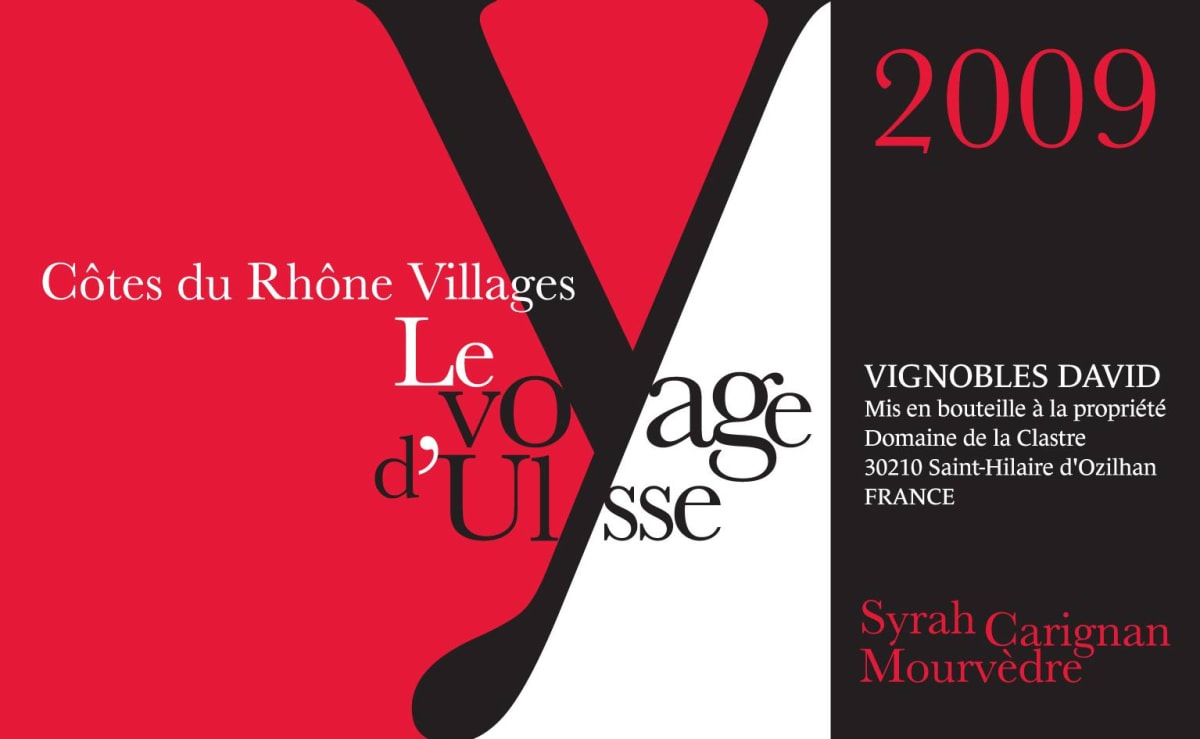 Vignobles David Cotes du Rhone Villages Le Voyage d'Ulysse 2009 Front Label