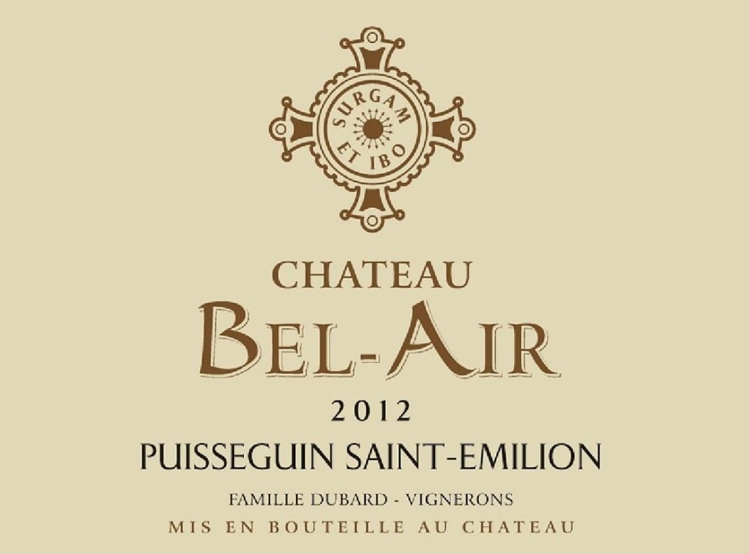 Chateau Bel-Air Puisseguin St Emilion 2012 Front Label