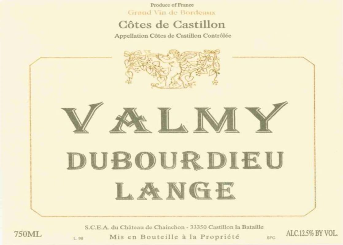 Vignobles Erésué Valmy Dubourdieu Lange Chateau de Chainchon 2012 Front Label