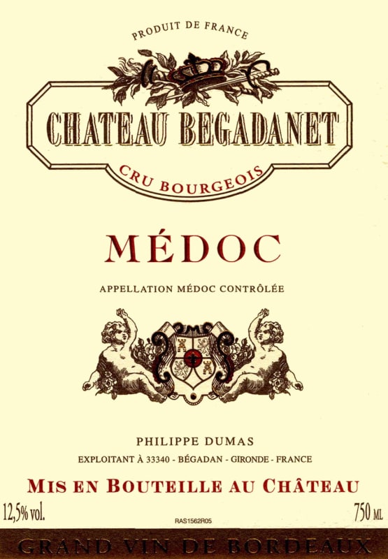 Vignobles Figerou Medoc Chateau Begadanet 2009 Front Label