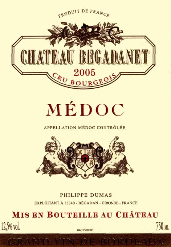 Vignobles Figerou Medoc Chateau Begadanet 2005 Front Label