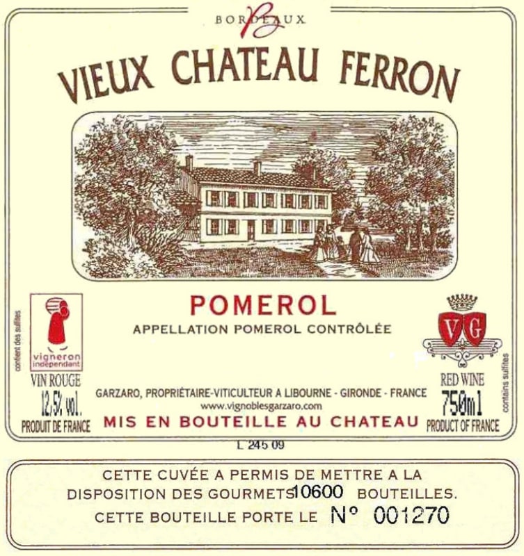 Vignobles Garzaro Vieux Chateau Ferron 2010 Front Label