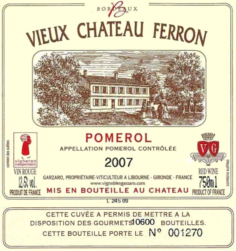 Vignobles Garzaro Vieux Chateau Ferron 2007 Front Label