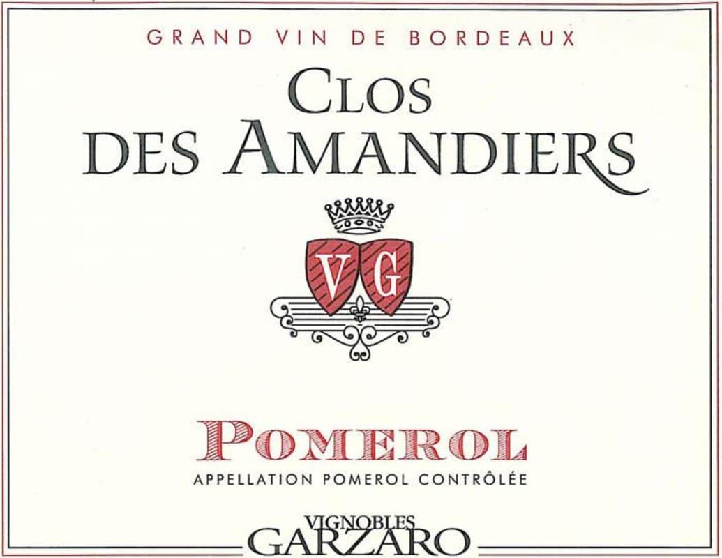 Vignobles Garzaro Clos des Amandiers 2012 Front Label