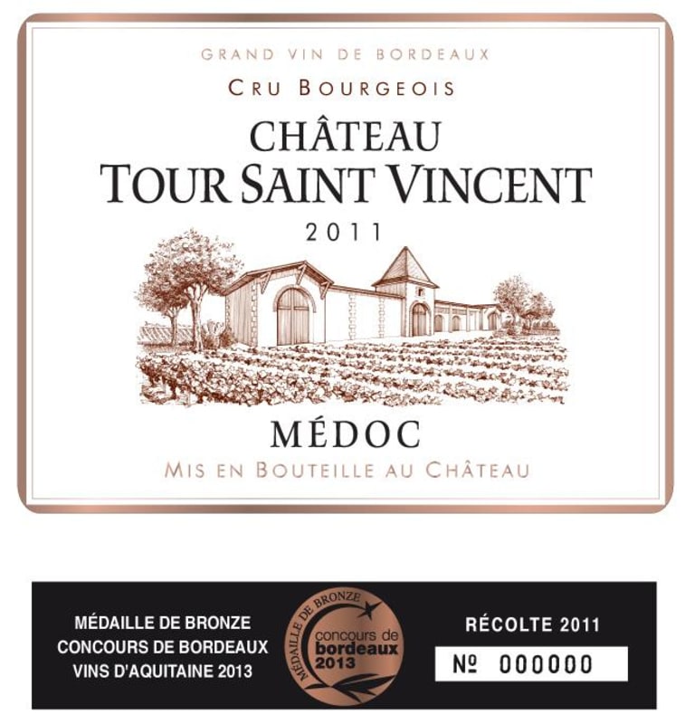 Vignobles Lacombe Chateau Tour Saint Vincent 2011 Front Label