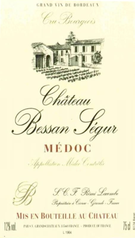 Vignobles Lacombe Chateau Bessan Segur 2001 Front Label