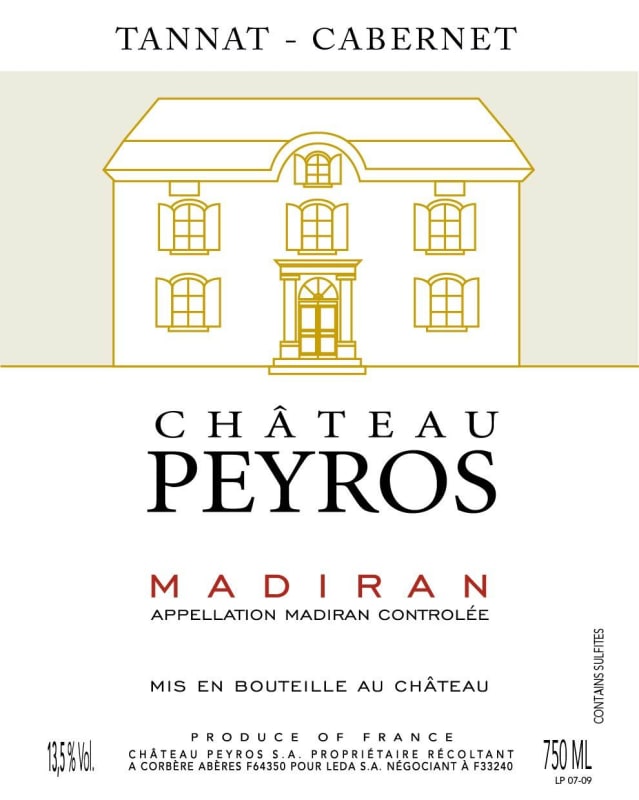 Vignobles Lesgourgues Chateau Peyros 2012 Front Label