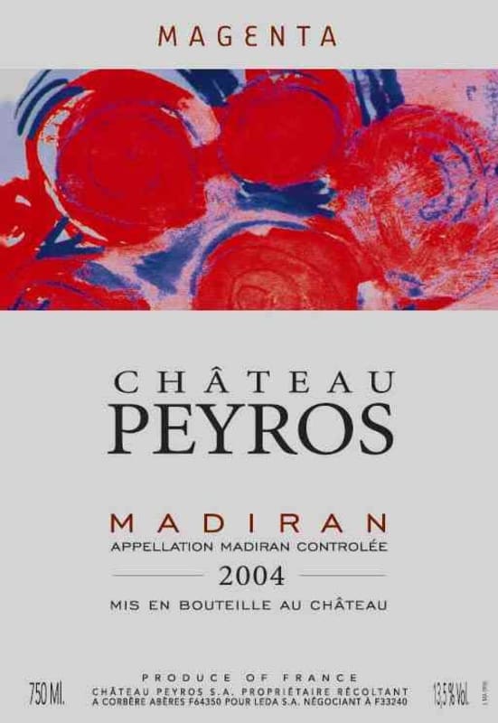 Vignobles Lesgourgues Chateau Peyros Magenta 2004 Front Label