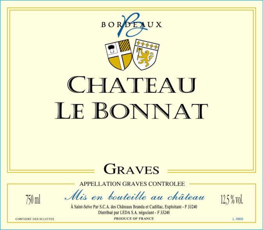 Vignobles Lesgourgues Chateau Le Bonnat Blanc 2011 Front Label