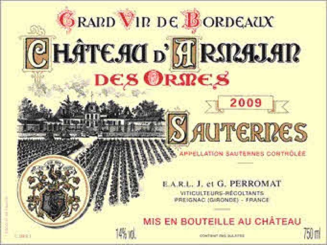 Vignobles M&J Perromat Chateau d'Armajan des Ormes 2009 Front Label
