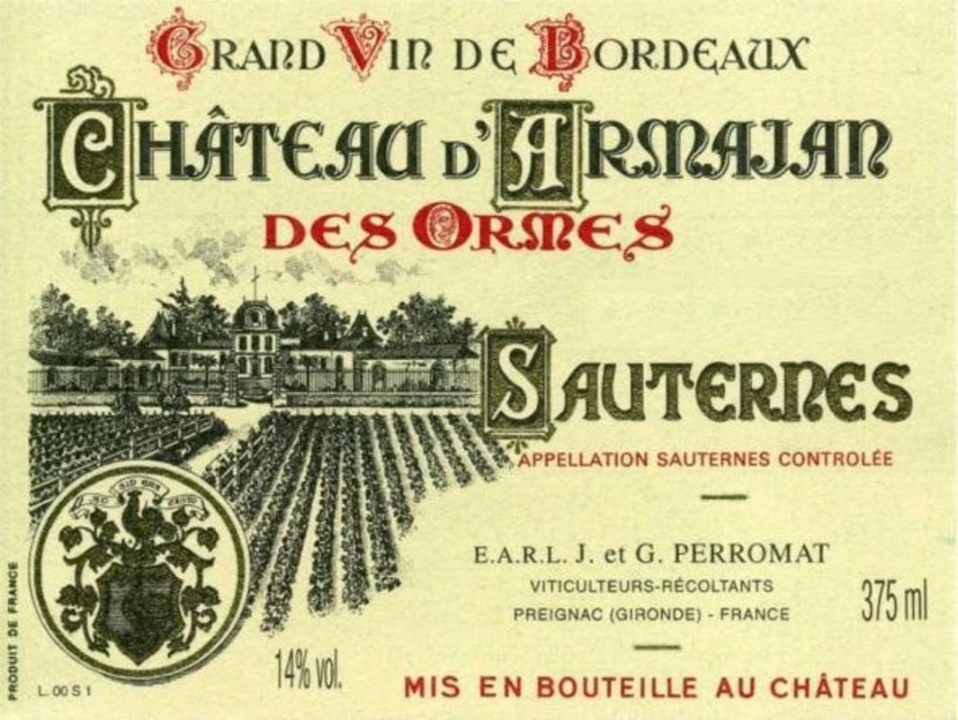 Vignobles M&J Perromat Chateau d'Armajan des Ormes 2007 Front Label
