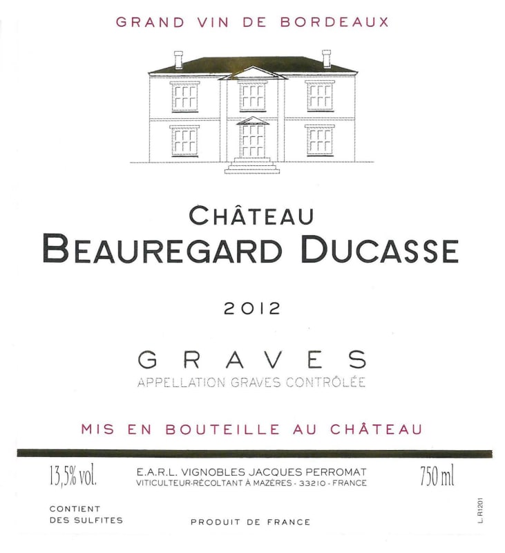Vignobles M&J Perromat Chateau Beauregard Ducasse 2012 Front Label