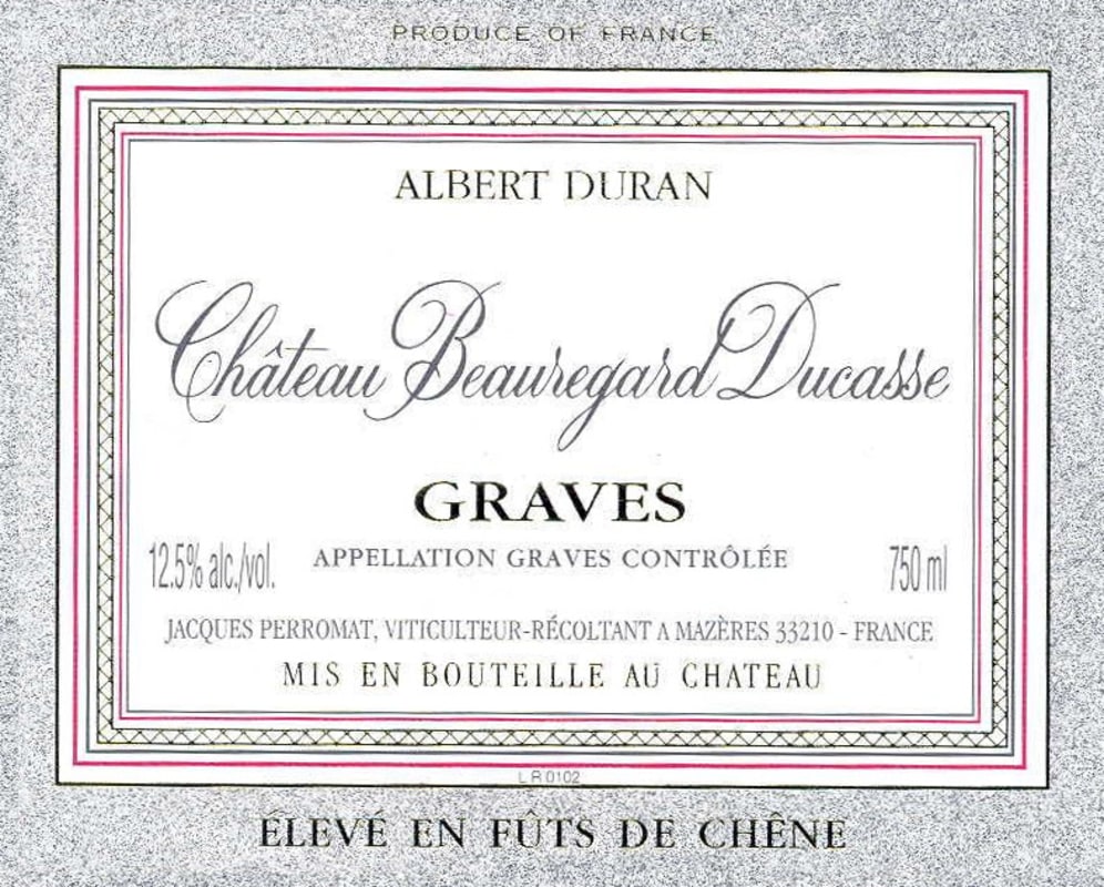 Vignobles M&J Perromat Chateau Beauregard Ducasse Albert Duran 2008 Front Label