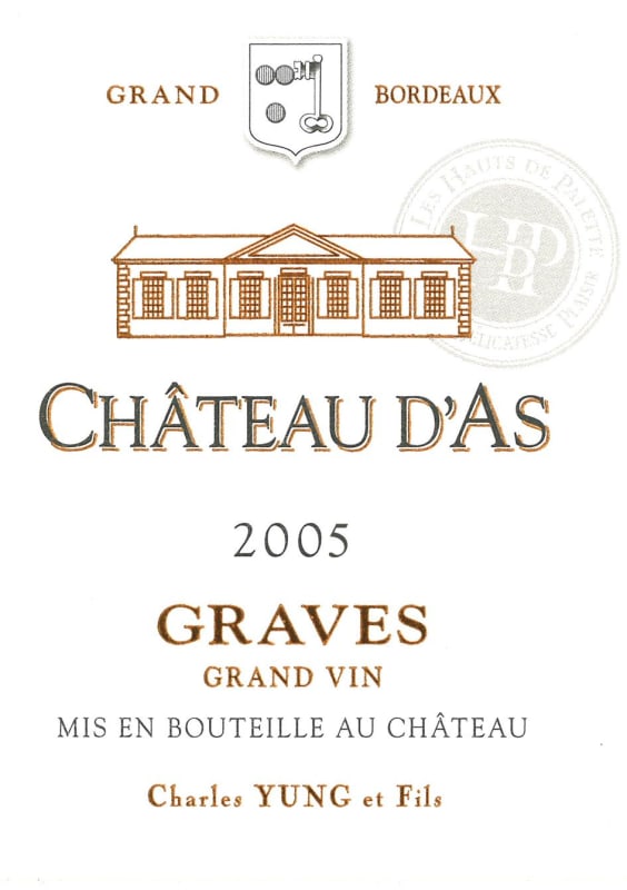 Vignobles Yung Graves Chateau d'As 2005 Front Label