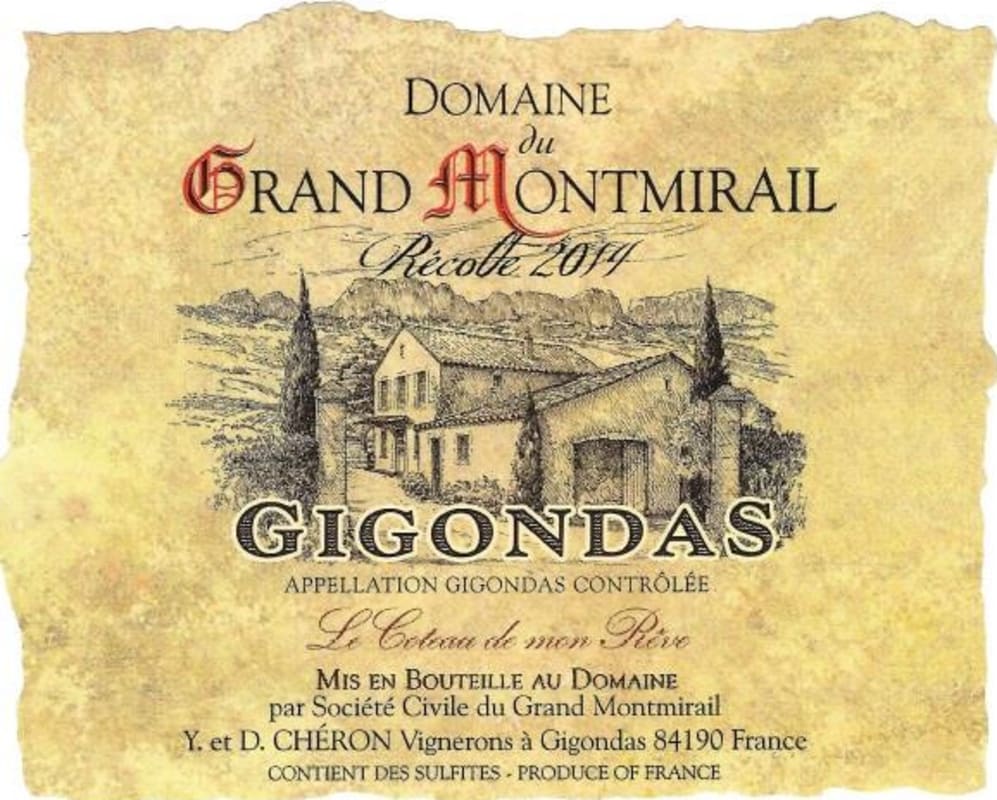 Vignobles Yves Cheron Gigondas Domaine du Grand Montmirail 2014 Front Label