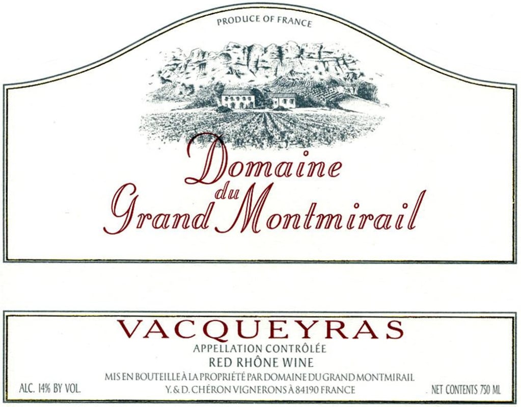 Vignobles Yves Cheron Vacqueyras Domaine du Grand Montmirail 2014 Front Label