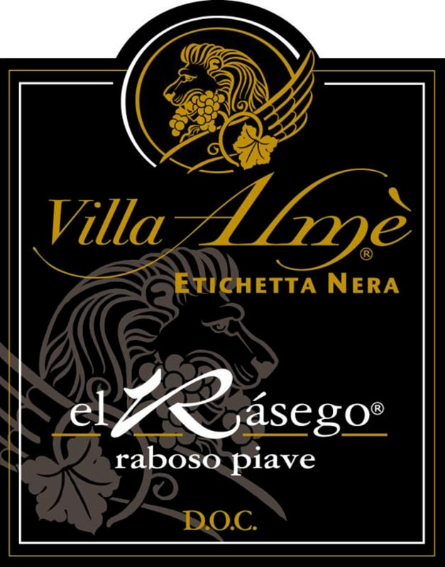 Villa Alme Piave Etichetta Nera El Rasego Raboso 2006 Front Label