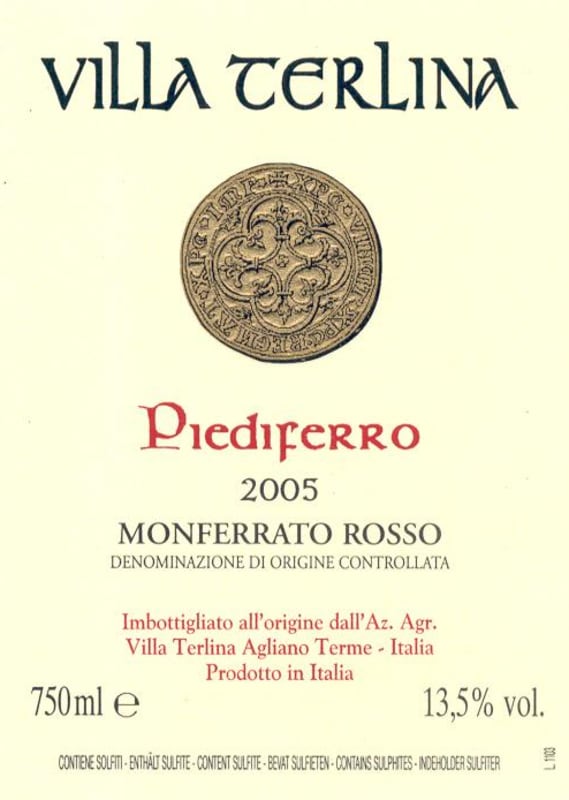 Quinta de Loureiro Monferrato Piediferro Rosso 2005 Front Label