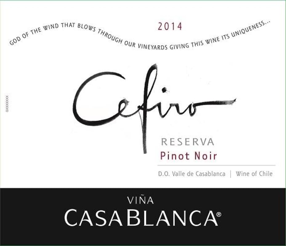 Vina Casablanca Cefiro Reserva Pinot Noir 2014 Front Label