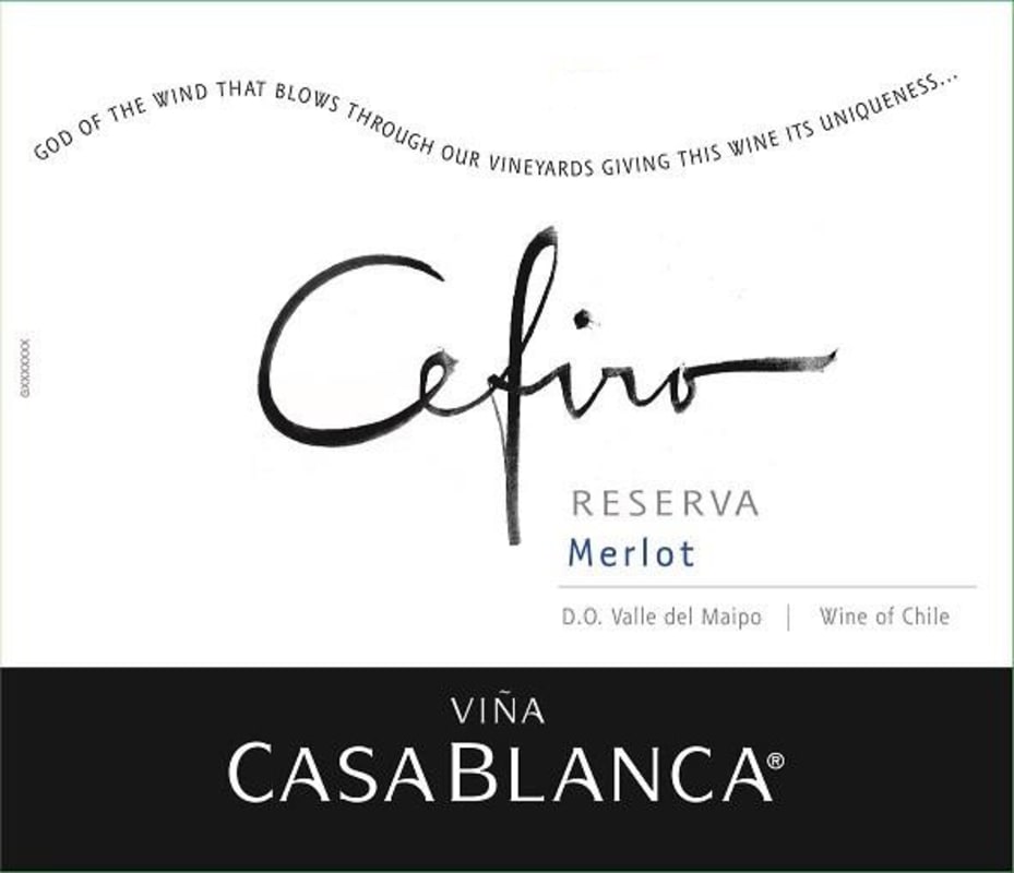Vina Casablanca Cefiro Reserva Merlot 2015 Front Label