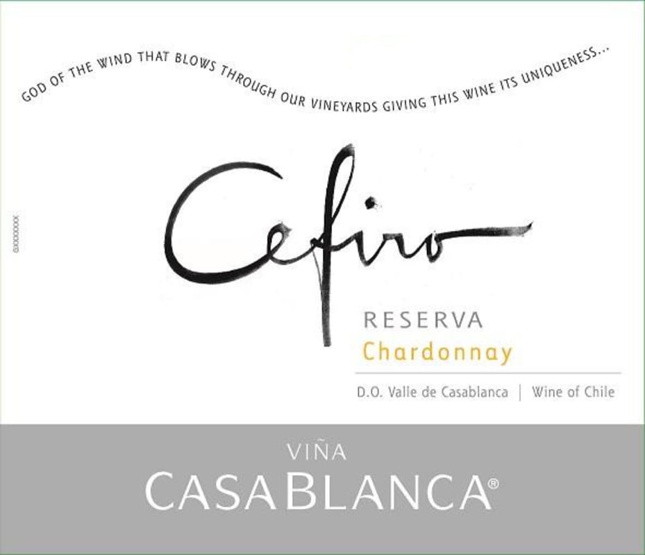 Vina Casablanca Cefiro Reserva Chardonnay 2016 Front Label
