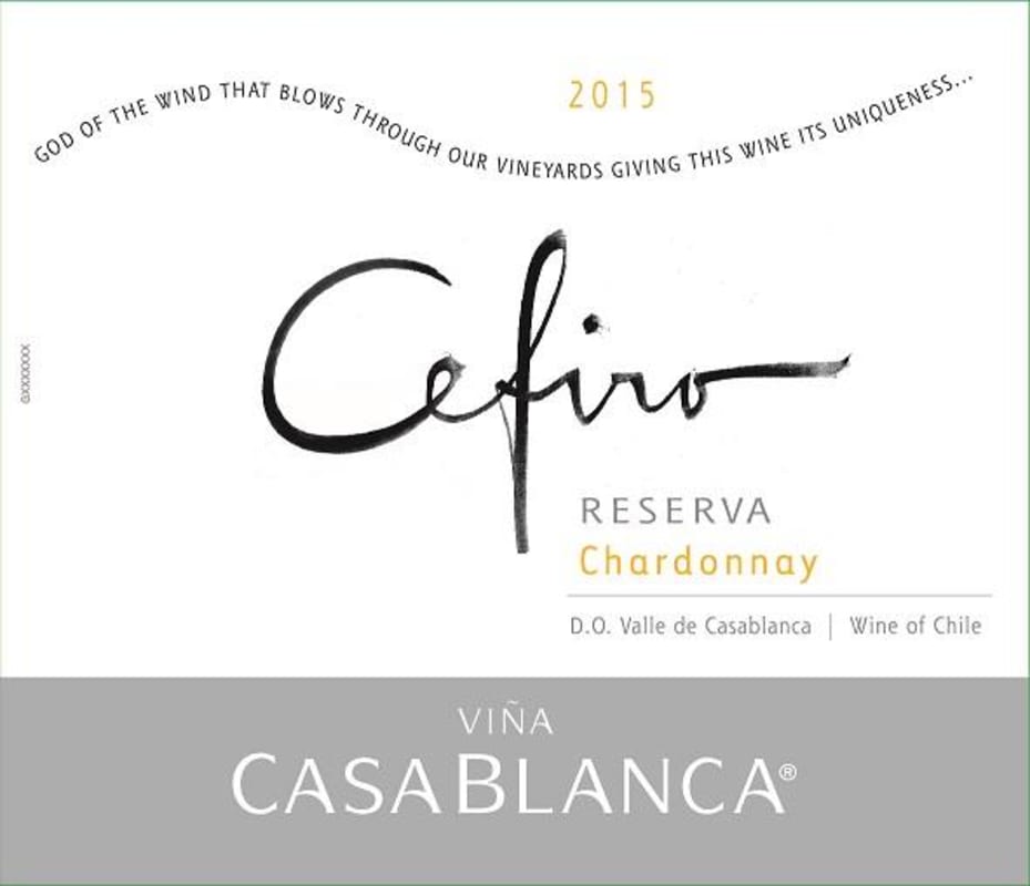 Vina Casablanca Cefiro Reserva Chardonnay 2015 Front Label