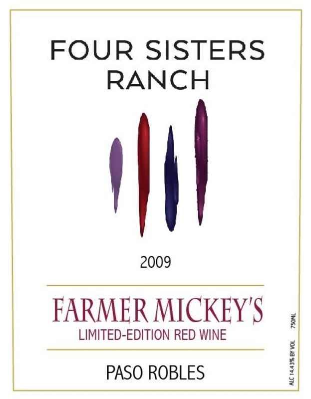 Four Sisters Ranch Farmer Mickey's Limited Edition Red 2009 Front Label