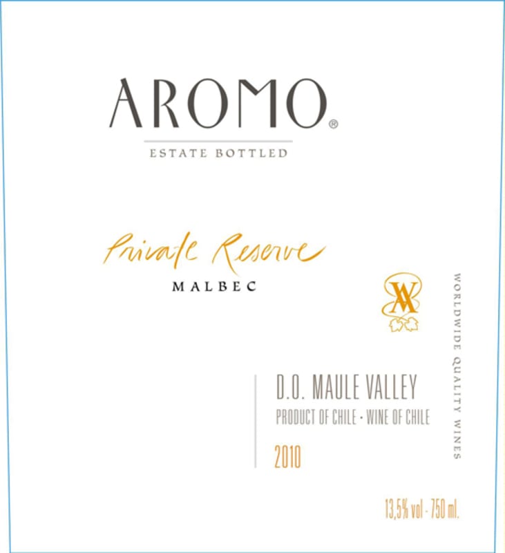 Vina el Aromo Private Reserve Malbec 2010 Front Label