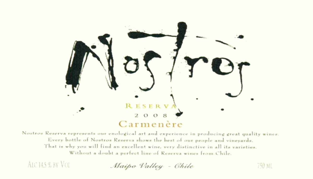 Vina Indomita Nostros Reserva Carmenere 2008 Front Label