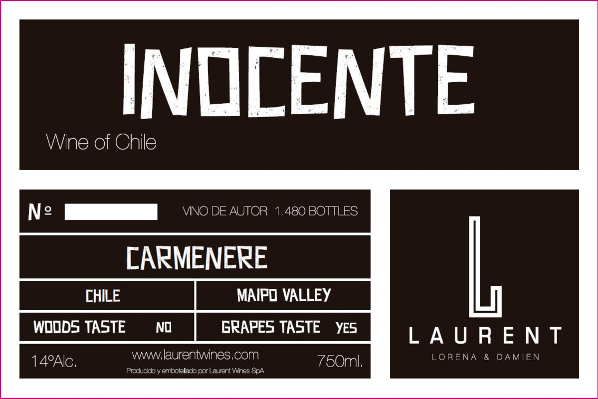 Vina Laurent S.A Inocente Carmenere 2014 Front Label