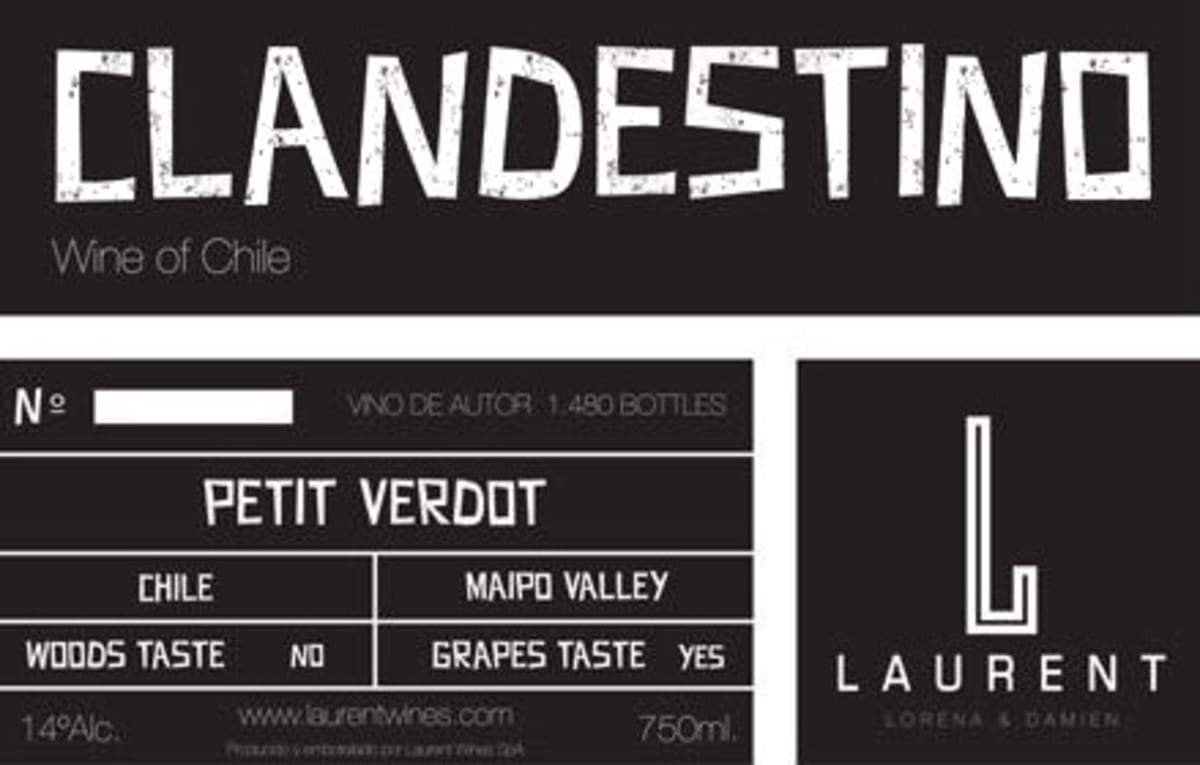 Vina Laurent S.A Clandestino Petit Verdot 2014 Front Label