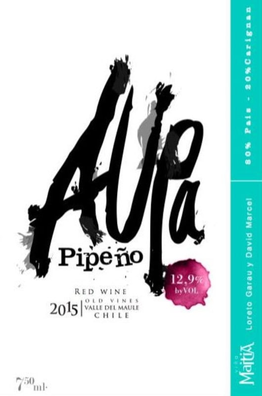 Vina Maitia Aupa Pipeno Tinto 2015 Front Label