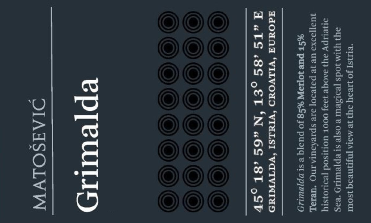 Vina Matosevic Grimalda Red 2012 Front Label