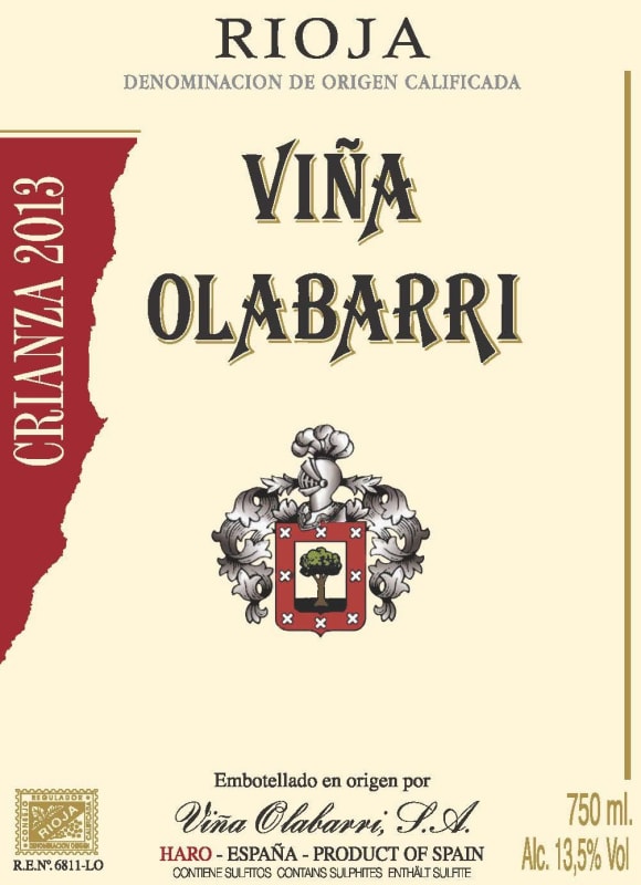 Vina Olabarri Crianza 2013 Front Label